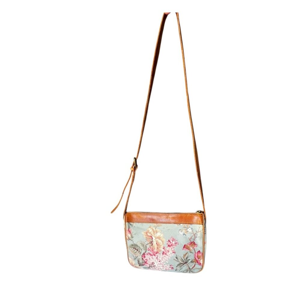 Ralph Lauren Floral Crossbody Vintage  Bag With Leather Trim & Adjustable Strap - Picture 5 of 16